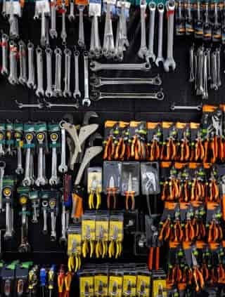Hardware tools displayed in a store for sale in South Africa